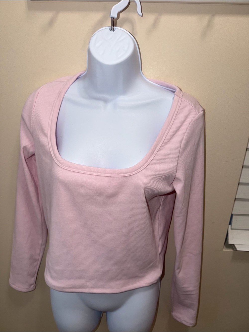 wild fable Light Pink Square Scoop Long Sleeve Top